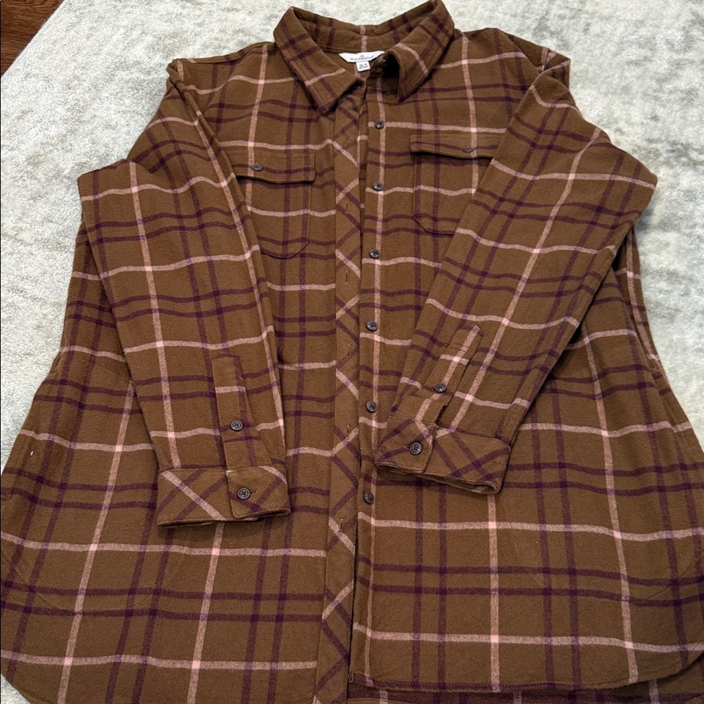 LL Bean Signature Plaid long Flannel Shirt size XL